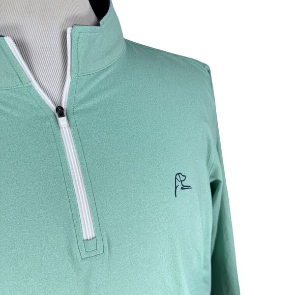Rhoback 1/4 Zip Golf Shirt Men's Large Aqua Blue Green Performance Long Sleeve - Picture 2 of 8